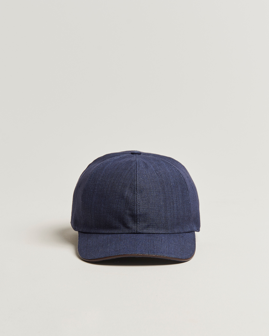 Herren |  | Eton | Solid Linen Cap Navy Blue