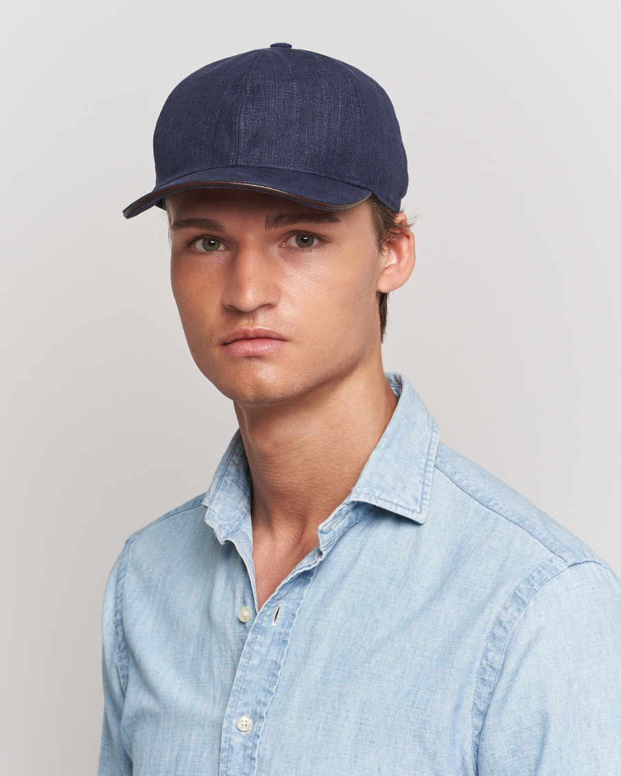 Herren | Eton Solid Linen Cap Navy Blue | Eton | Solid Linen Cap Navy Blue