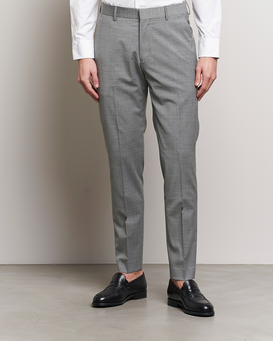 Herren | Tiger of Sweden | Tiger of Sweden | Tenuta Wool Travel Suit Trousers Grey Melange