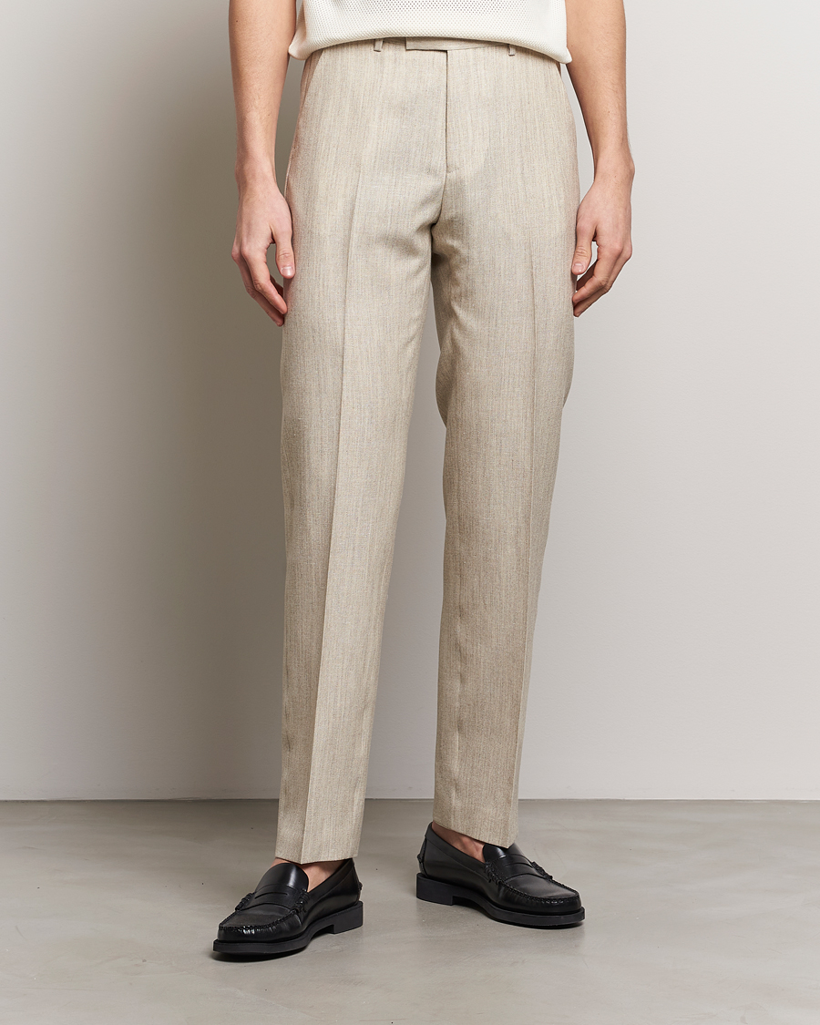 Herren | Tiger of Sweden | Tiger of Sweden | Tenser Wool/Linen Canvas Trousers Natural White