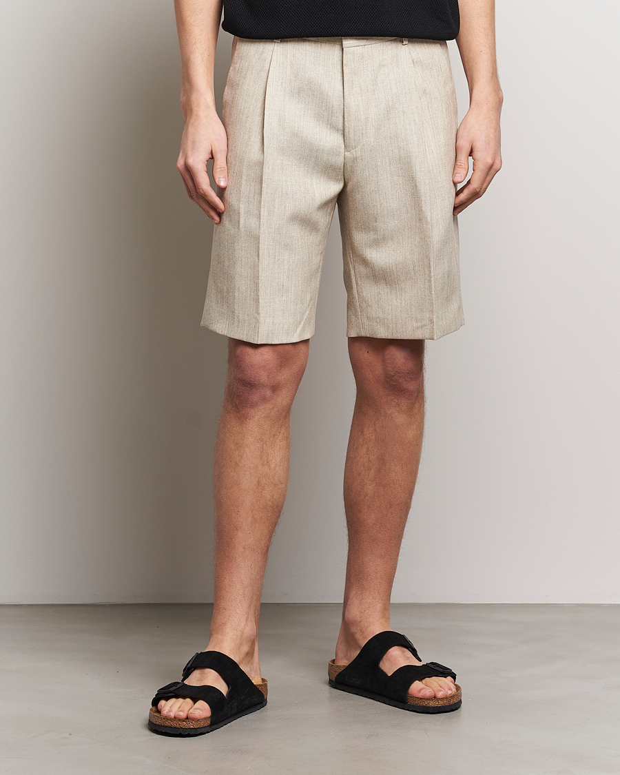 Herren | Leinenshorts | Tiger of Sweden | Tulley Wool/Linen Canvas Shorts Natural White