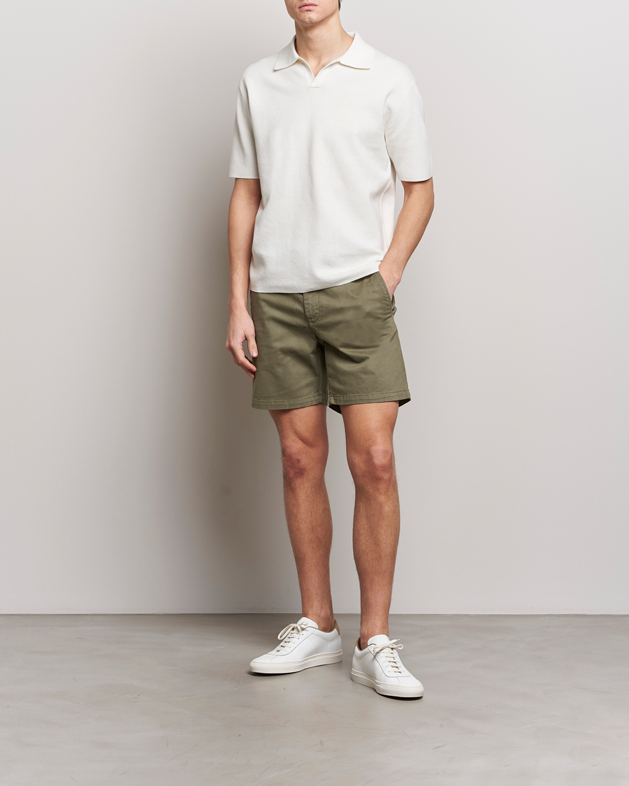 Herren | Shorts | Tiger of Sweden | Caid Cotton Chino Shorts Dusty Green