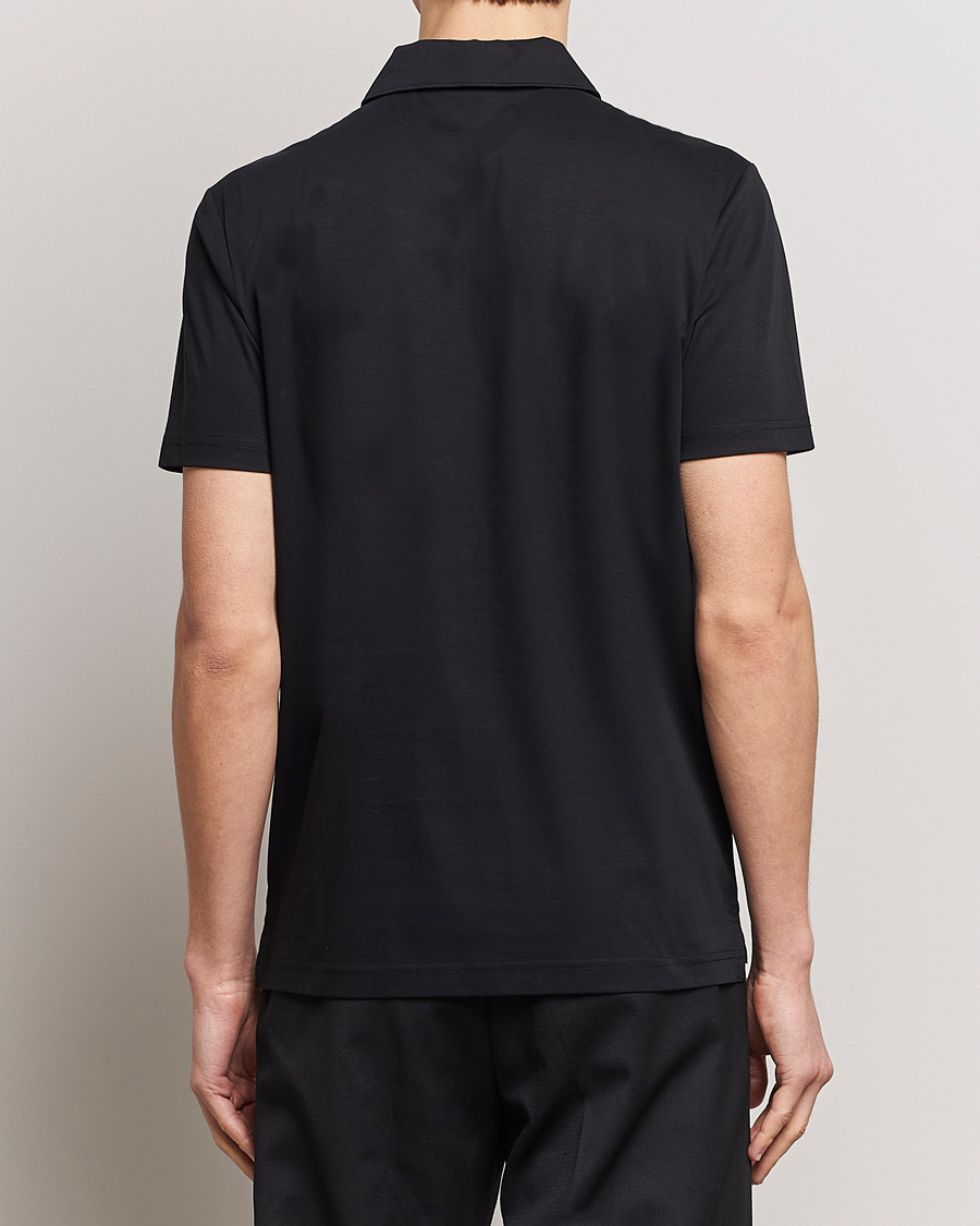 Herren | Poloshirts | Tiger of Sweden | Laron Mercerized Cotton Half Zip Polo Black