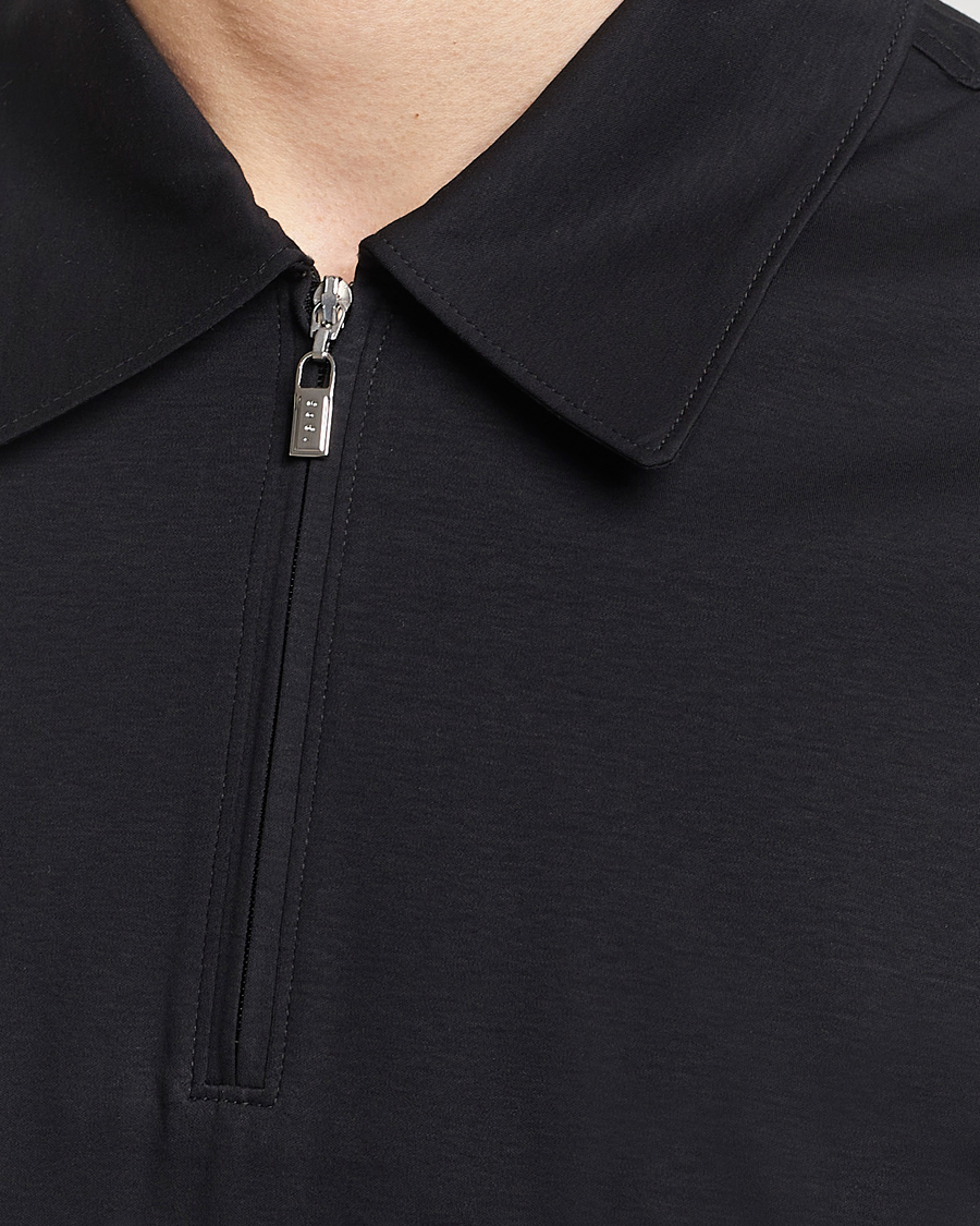 Herren | Poloshirts | Tiger of Sweden | Laron Mercerized Cotton Half Zip Polo Black