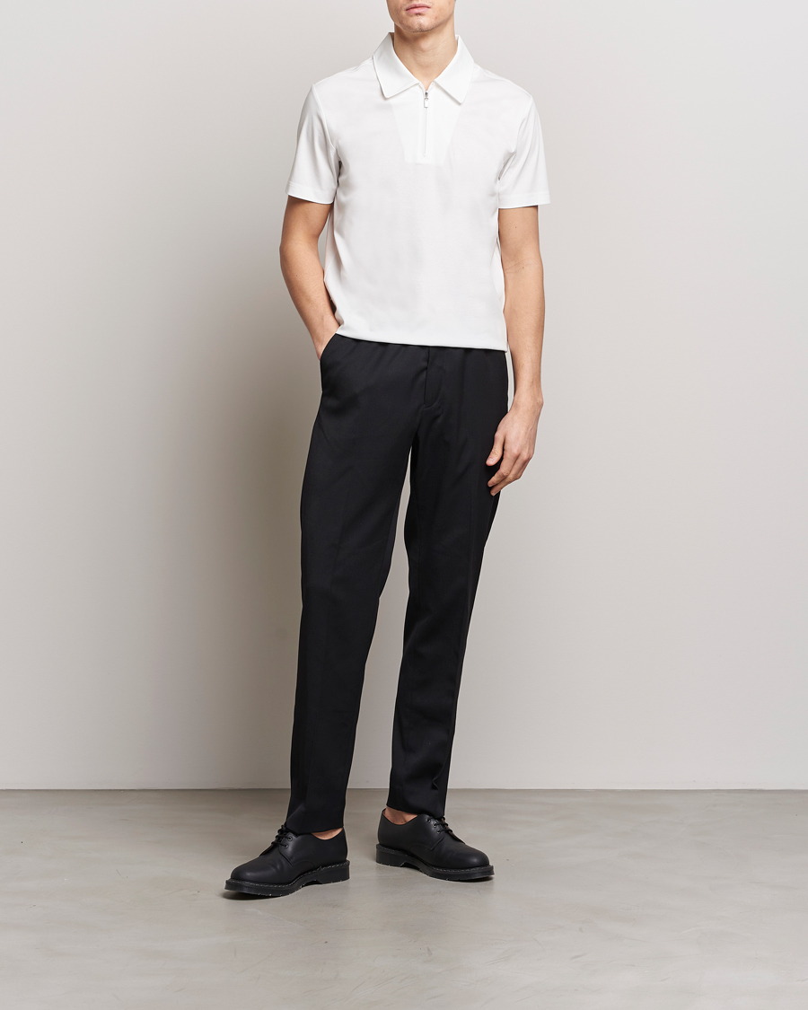 Herren | Poloshirts | Tiger of Sweden | Laron Mercerized Cotton Half Zip Polo Summer Snow