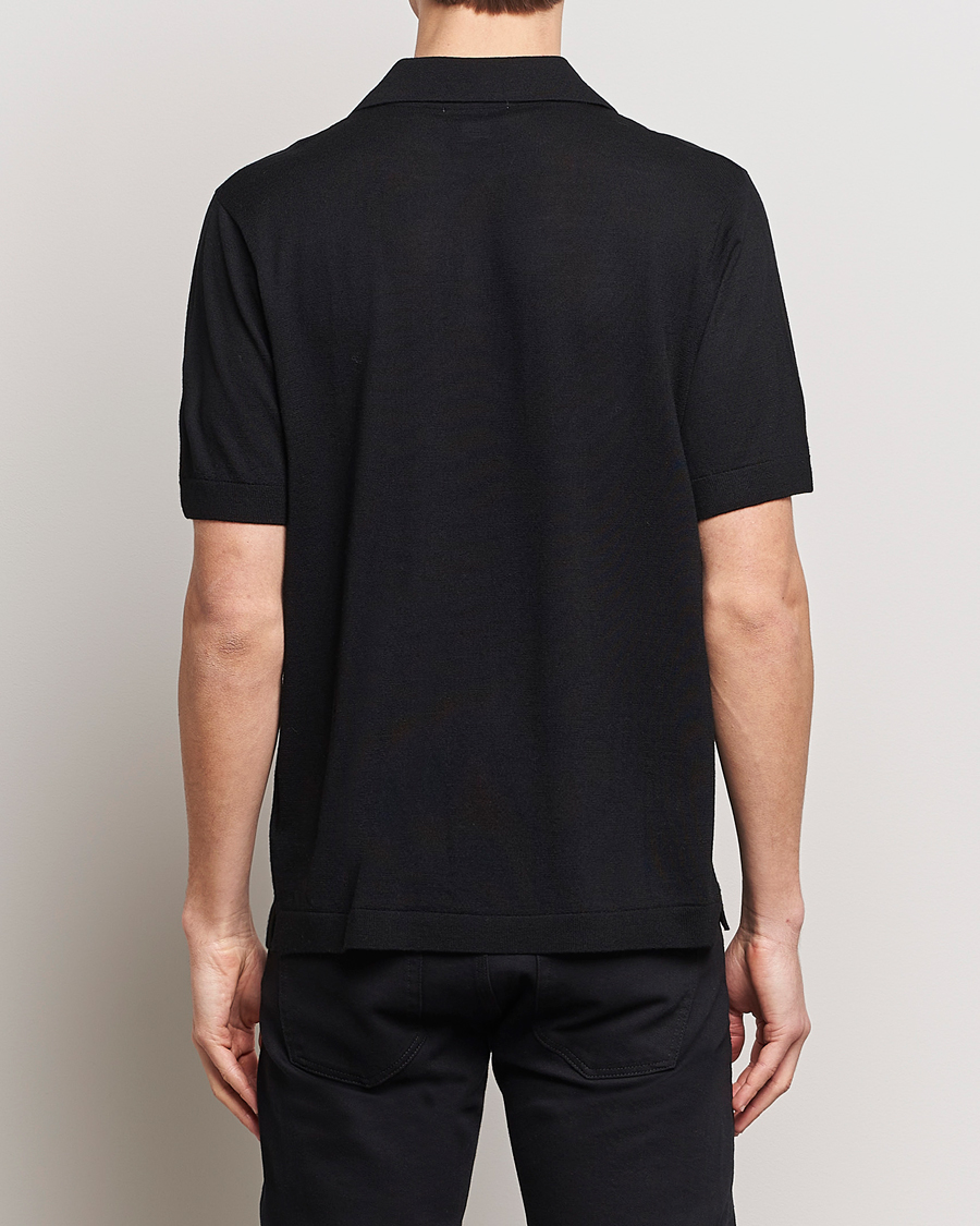 Herren | Poloshirts | Tiger of Sweden | Beker Knitted Merino Open Collar Polo Black