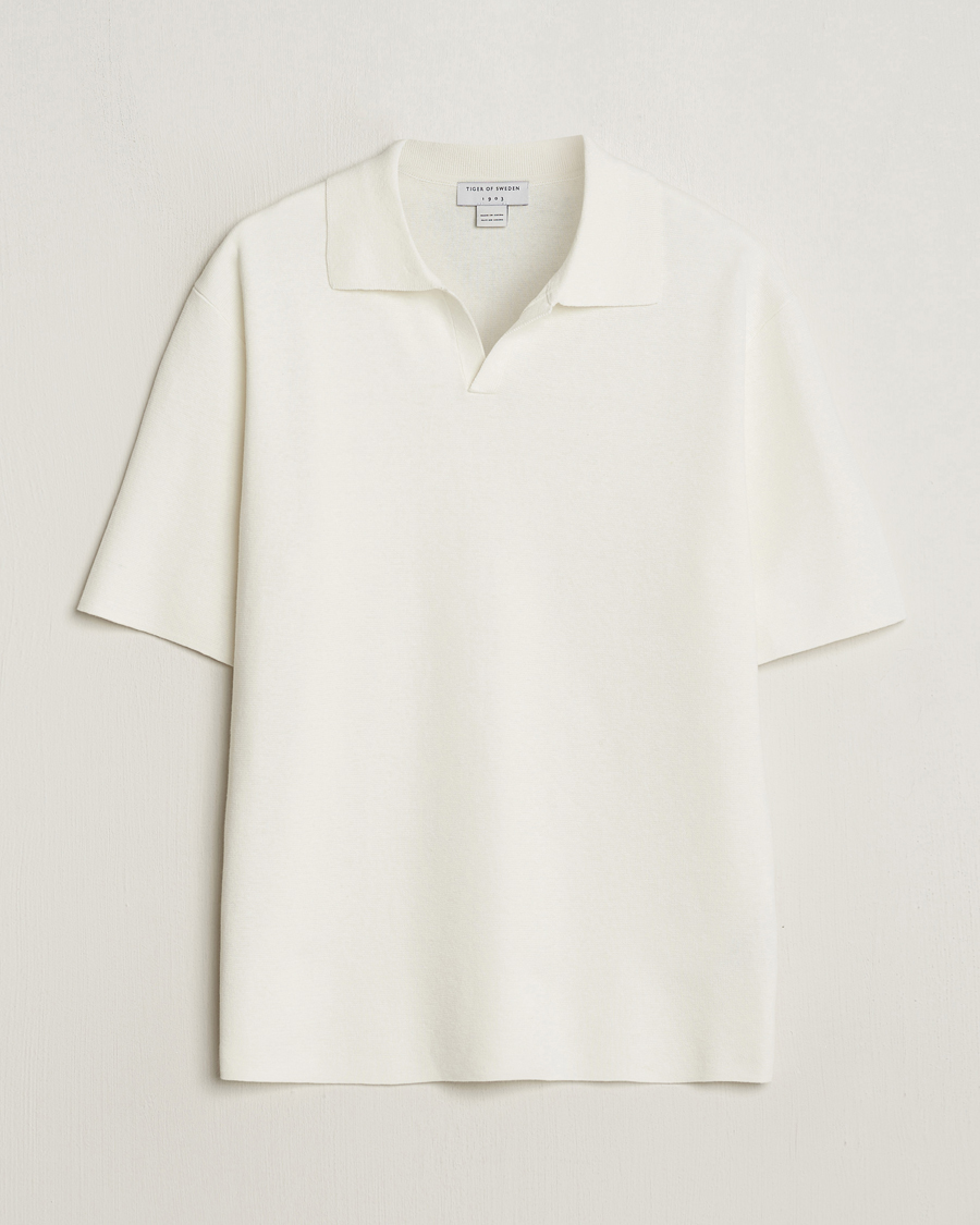 Herren | Poloshirts | Tiger of Sweden | Maelon Linen/Cotton Knitted Polo Summer Snow