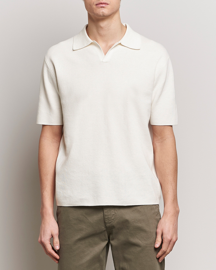Herren | Poloshirts | Tiger of Sweden | Maelon Linen/Cotton Knitted Polo Summer Snow