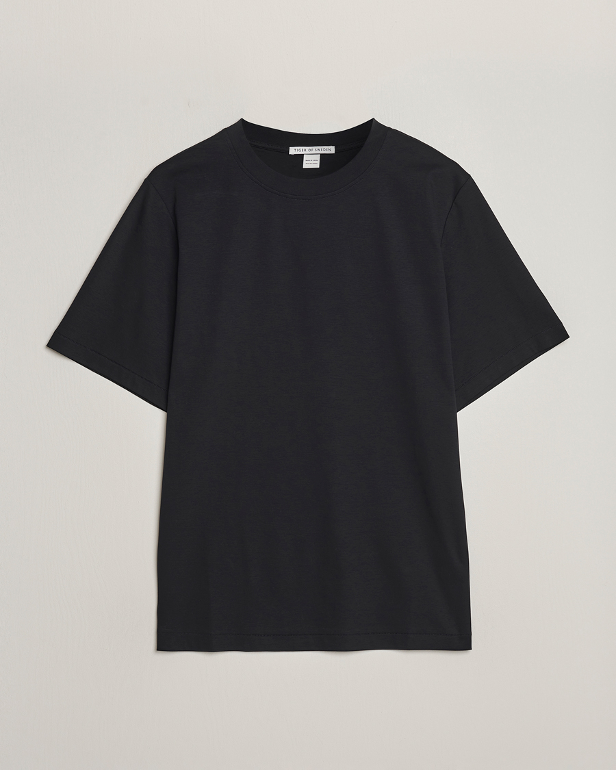 Herren | T-Shirts | Tiger of Sweden | Mercerized Cotton Crew Neck T-Shirt Black