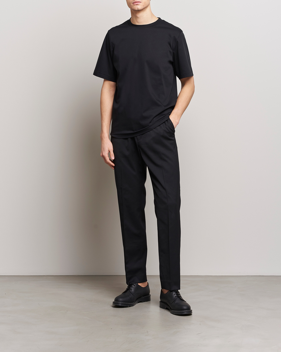 Herren | T-Shirts | Tiger of Sweden | Mercerized Cotton Crew Neck T-Shirt Black