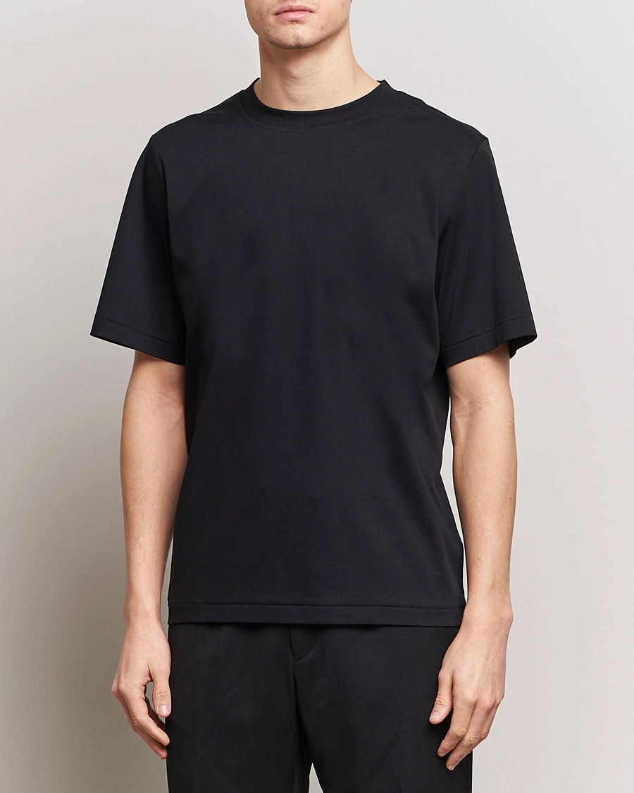 Herren | T-Shirts | Tiger of Sweden | Mercerized Cotton Crew Neck T-Shirt Black