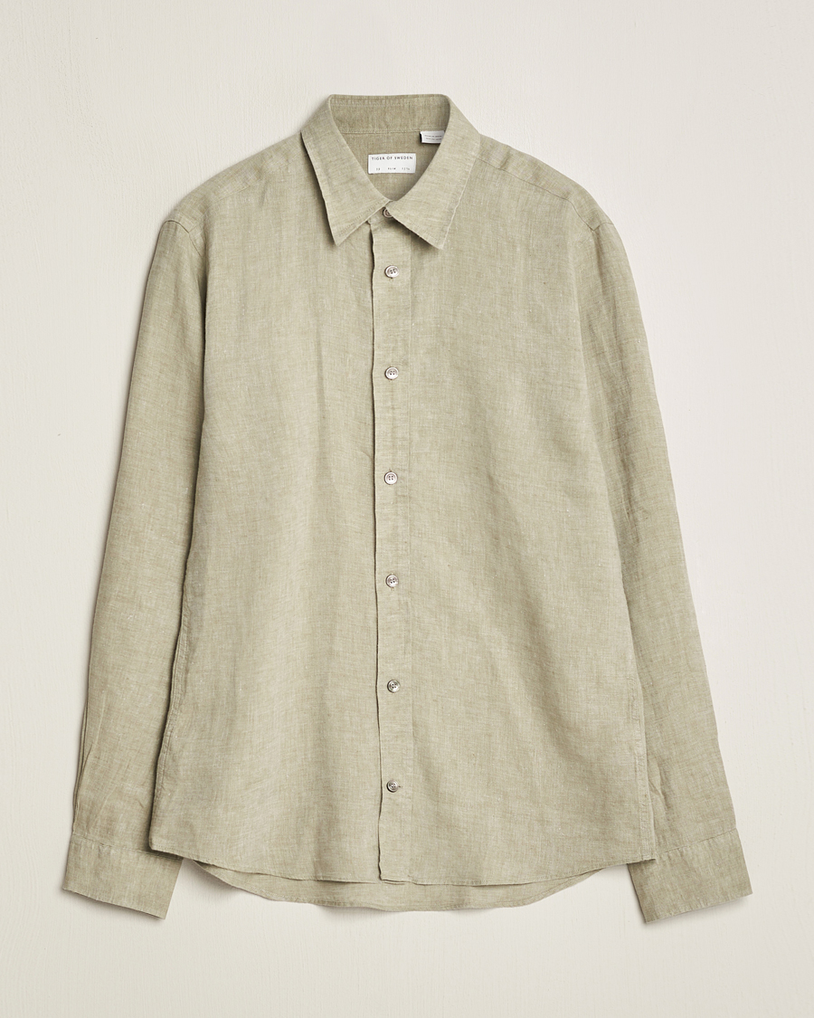 Herren | Hemden | Tiger of Sweden | Spenser Linen Shirt Olive Green