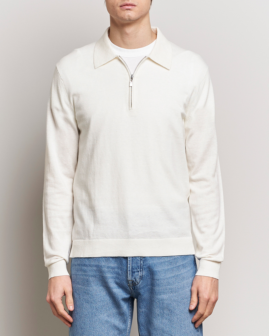 Herren | Half-zip | Tiger of Sweden | Orbit Wool/Cotton Half Zip Summer Snow