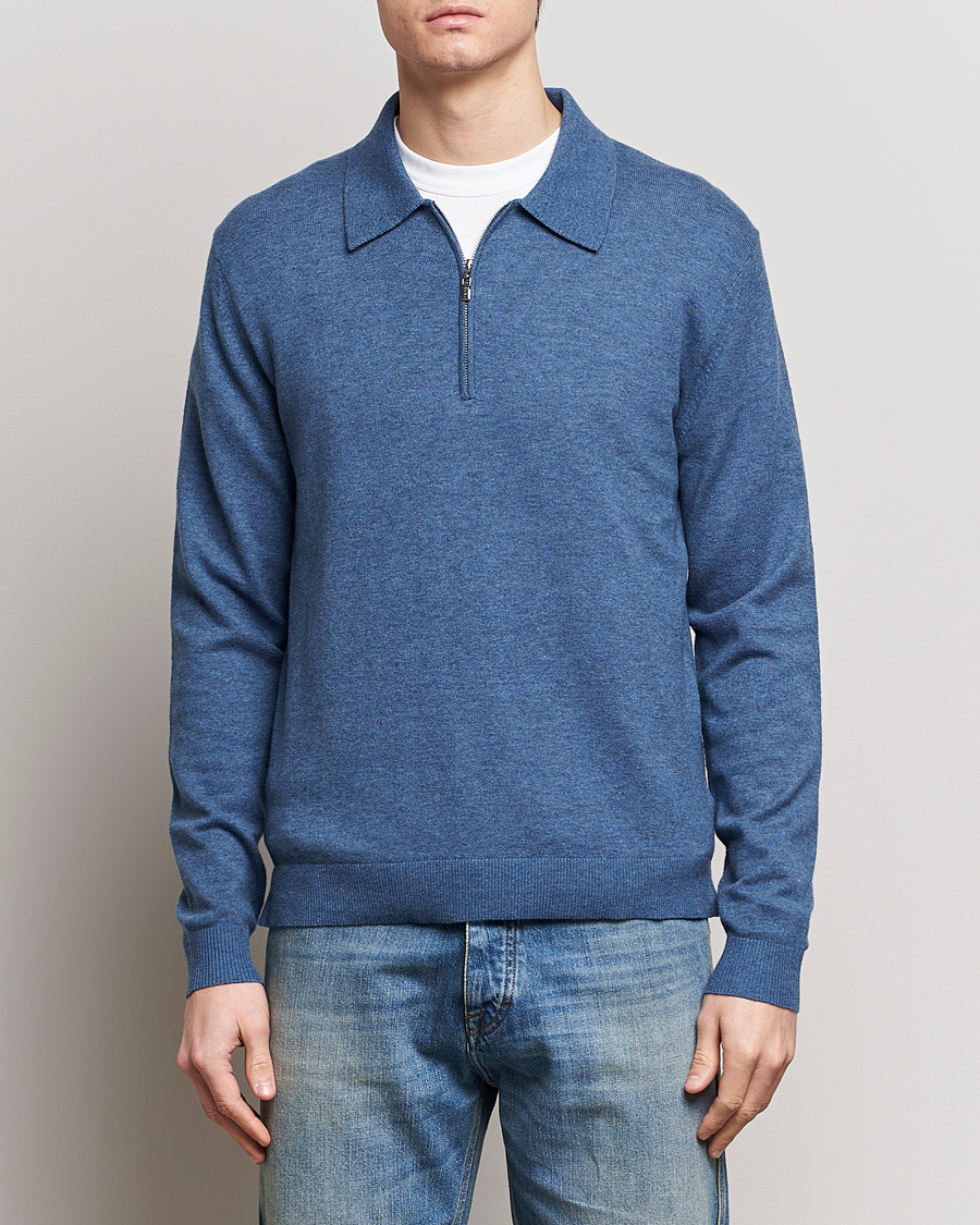 Herren | Treue-Rabatt für Stammkunden | Tiger of Sweden | Orbit Wool/Cotton Half Zip Thunder Blue