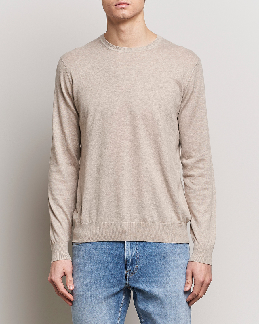 Herren | Rundausschnitt | Tiger of Sweden | Michas Cotton/Linen Knitted Sweater Soft Latte