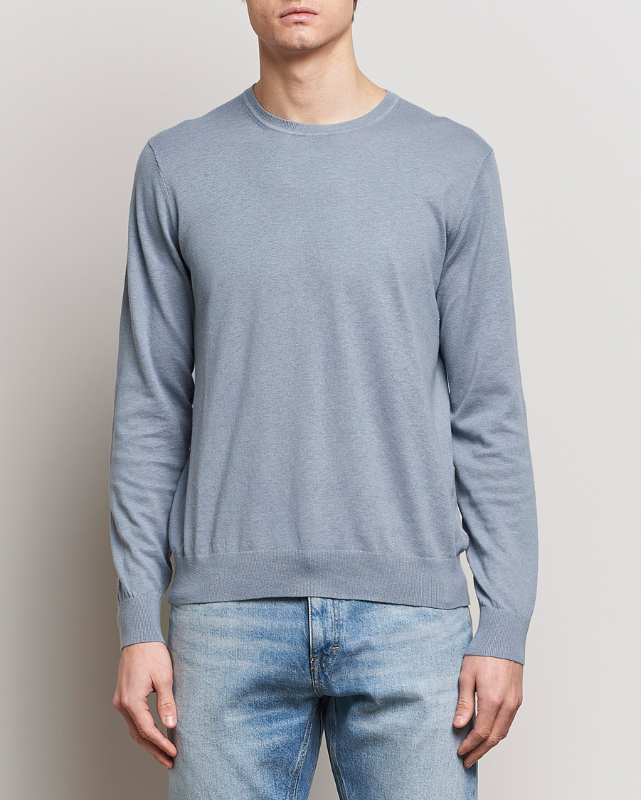 Herren |  | Tiger of Sweden | Michas Cotton/Linen Knitted Sweater Polar Blue