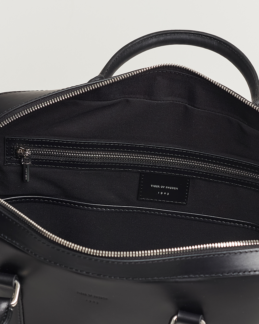 Herren | Tiger of Sweden Brevis Smooth Leather Briefcase Black | Tiger of Sweden | Brevis Smooth Leather Briefcase Black