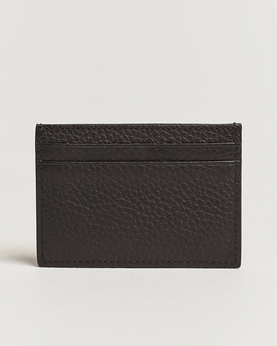 Men | Cardholders | Tiger of Sweden | Wharf Grained Leather Card Holder Dark Brown