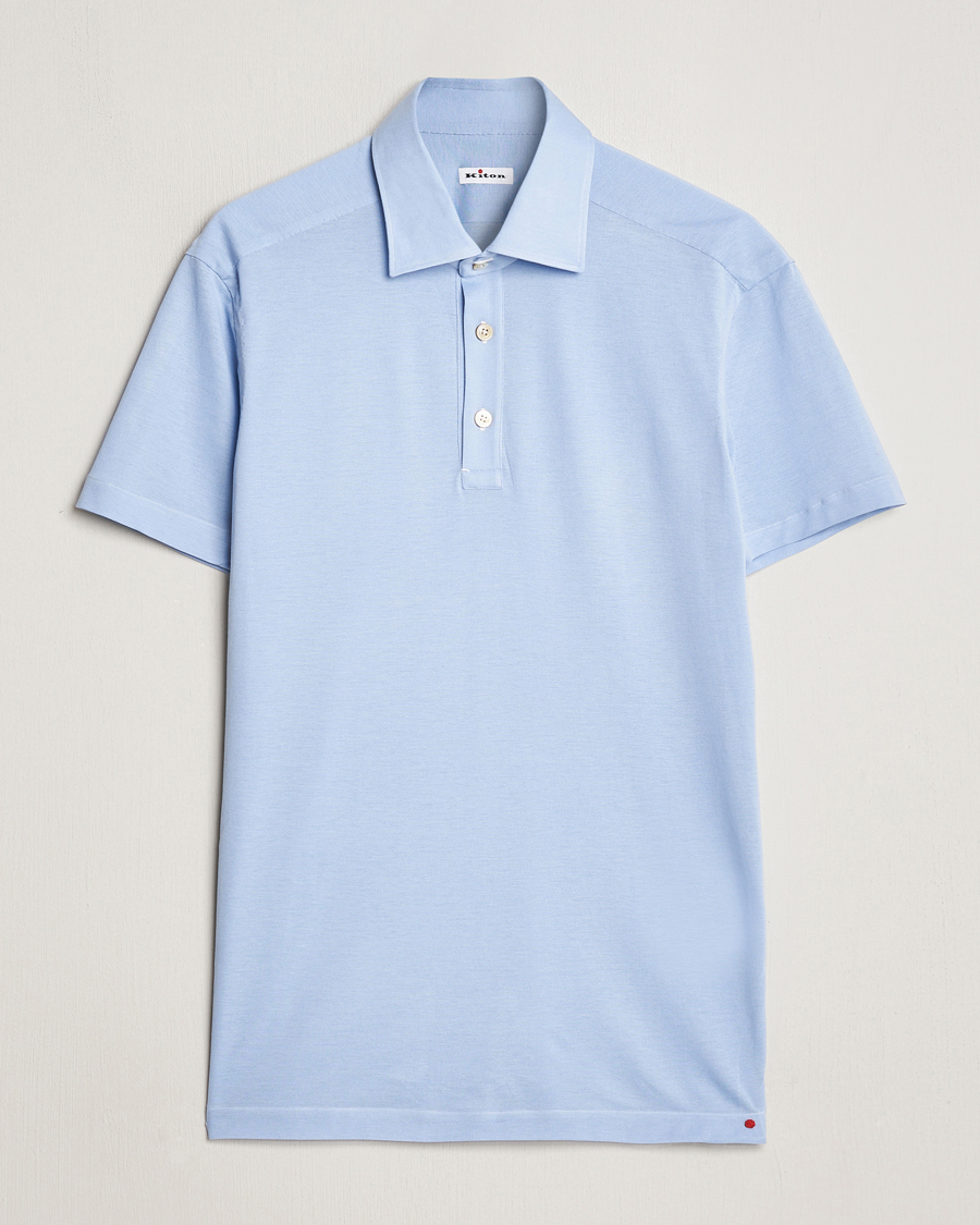 Herren | Poloshirts | Kiton | Short Sleeve Jersey Polo Light Blue
