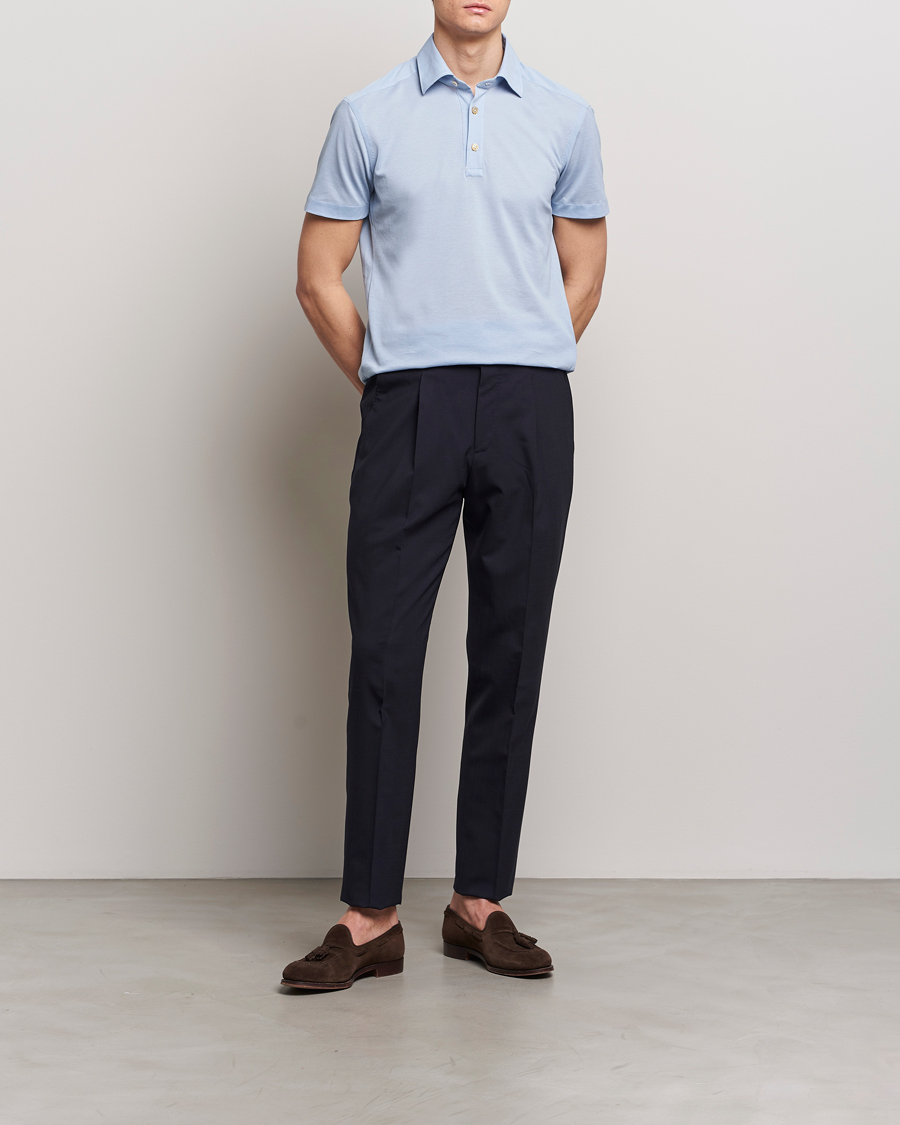 Herren | Poloshirts | Kiton | Short Sleeve Jersey Polo Light Blue