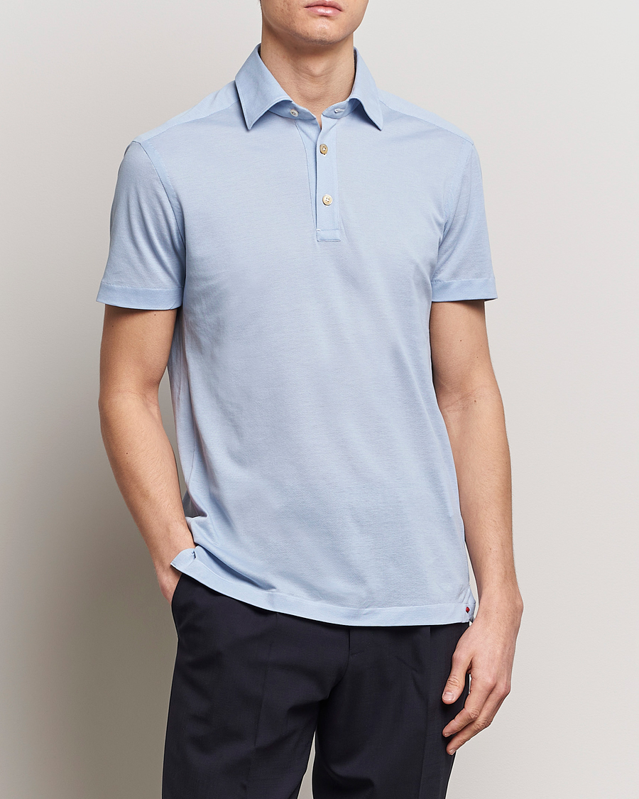 Herre | Kiton | Kiton | Short Sleeve Jersey Polo Light Blue