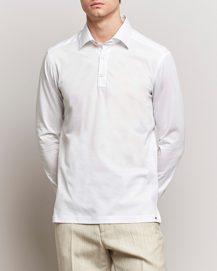 Herren | Polohemden | Kiton | Popover Shirt White