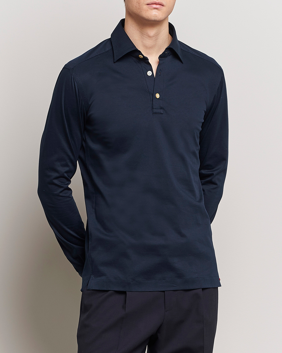 Herren | Polohemden | Kiton | Popover Shirt Navy