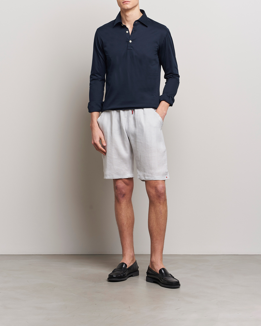 Herren | Shorts | Kiton | Linen Drawstring Shorts Light Grey