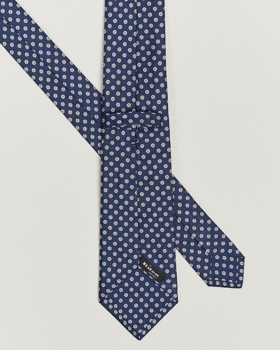 Herren | Kiton Micro Flower Silk Tie Navy | Kiton | Micro Flower Silk Tie Navy