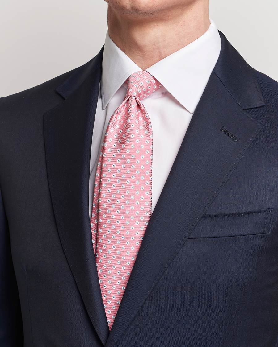 Herren | Kiton Micro Flower Silk Tie Pink | Kiton | Micro Flower Silk Tie Pink
