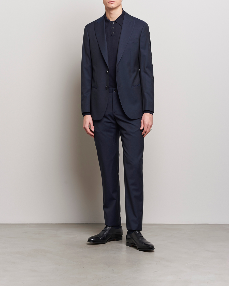 Herre | Jakkesæt | Giorgio Armani | Slim Fit Peak Lapel Wool Suit Navy