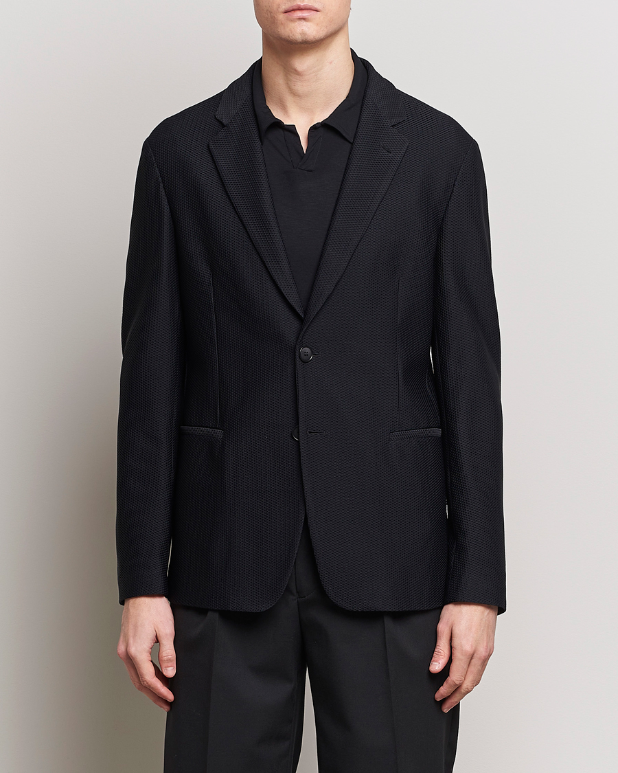 Herren | Giorgio Armani | Giorgio Armani | Single Breasted Mesh Blazer Black