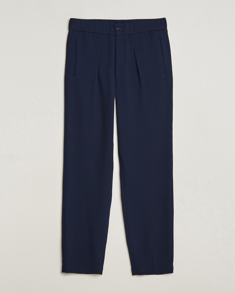 Herren | Hosen | Giorgio Armani | Pleated Rib Wool Trousers Navy
