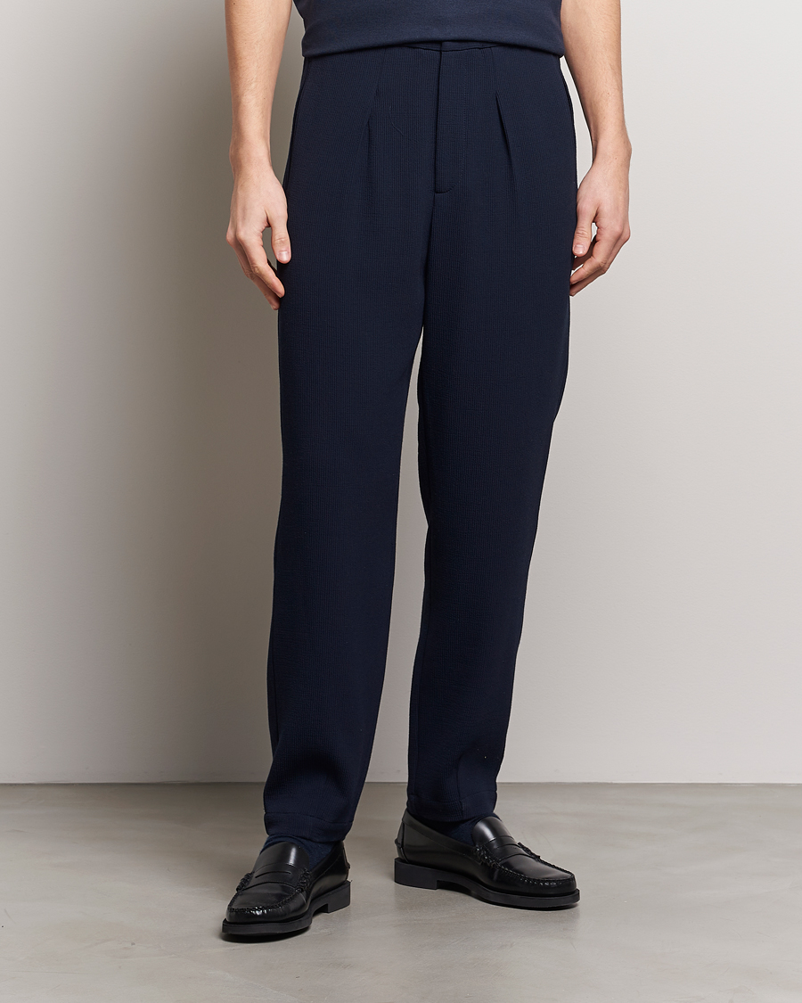 Herren | Giorgio Armani | Giorgio Armani | Pleated Rib Wool Trousers Navy