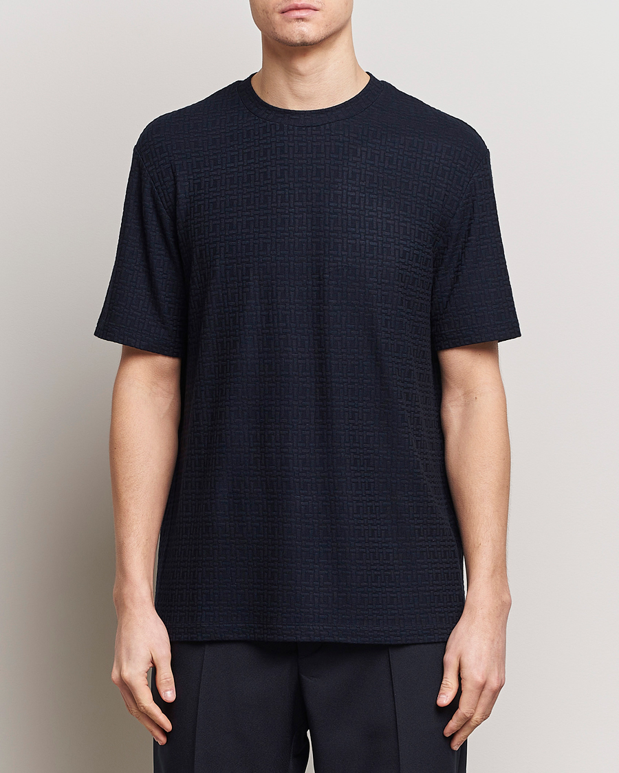 Herren | Kurzarm T-Shirt | Giorgio Armani | Short Sleeve Cashmere Stretch T-Shirt Navy