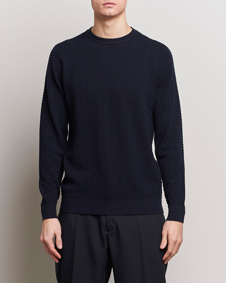 Men | Giorgio Armani | Giorgio Armani | Wool Chevron Pullover Navy