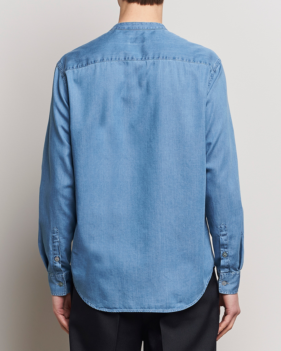 Herren | Hemden | Giorgio Armani | Slim Fit Denim Guru Collar Shirt Light Indigo