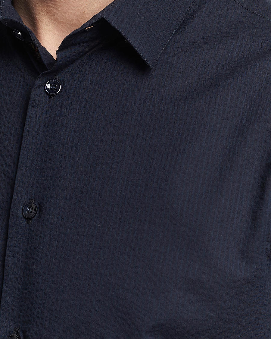 Herren | Hemden | Giorgio Armani | Short Sleeve Seersucker Shirt Navy