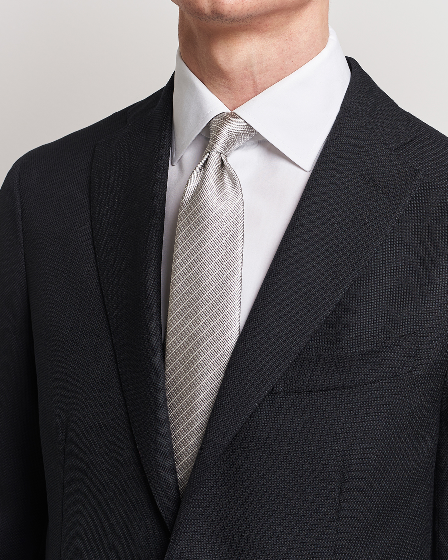 Herren | Giorgio Armani Jacquard Silk Tie Light Grey | Giorgio Armani | Jacquard Silk Tie Light Grey