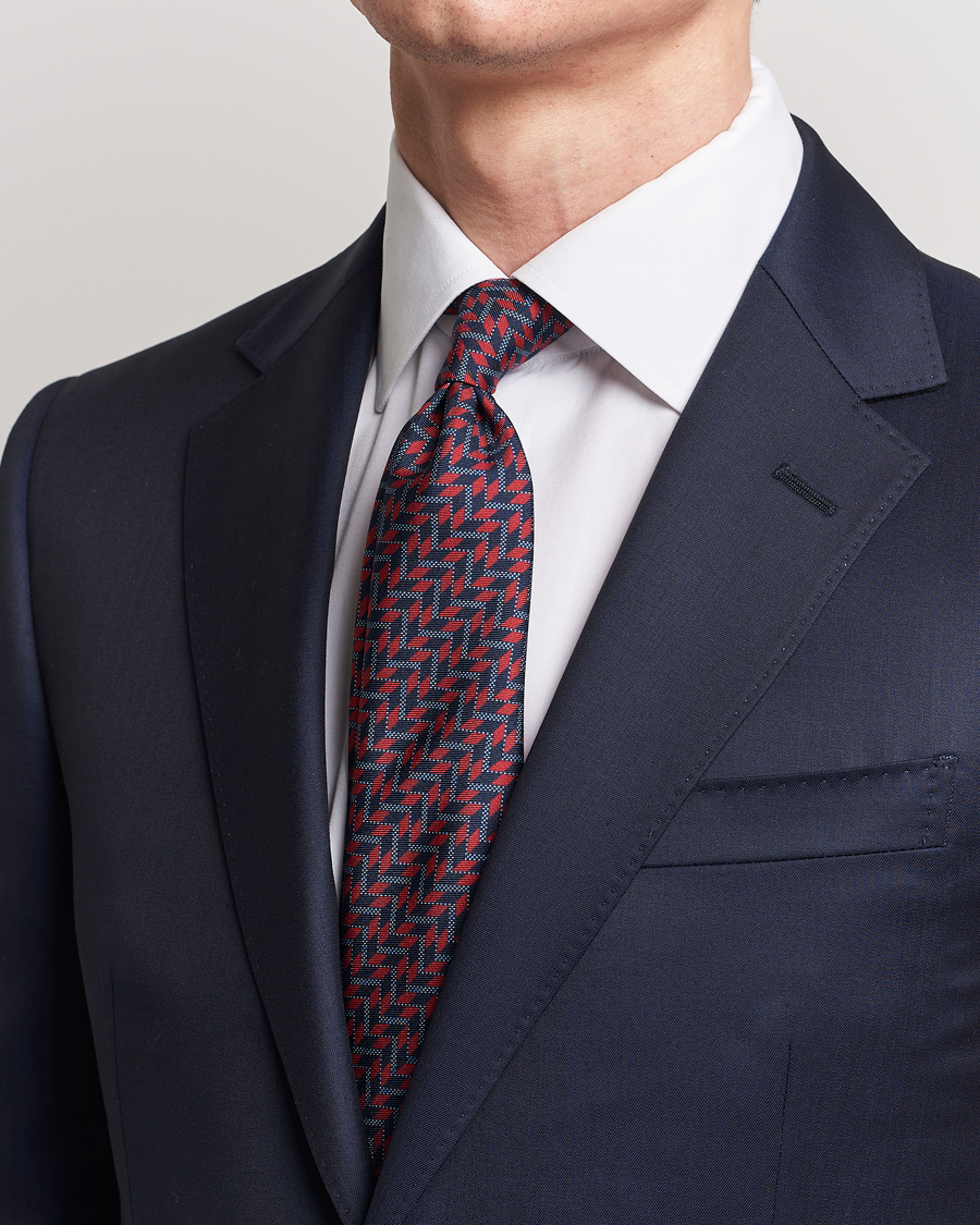 Herren | Giorgio Armani Printed Silk Tie Navy/Red | Giorgio Armani | Printed Silk Tie Navy/Red