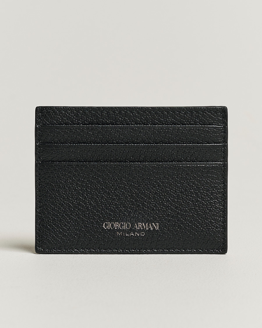 Herren | Giorgio Armani Grain Leather Card Holder Black Calf | Giorgio Armani | Grain Leather Card Holder Black Calf