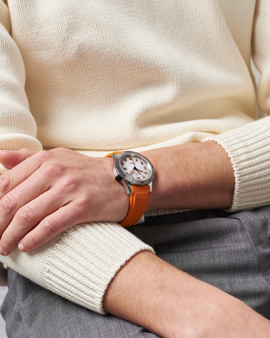 Herren | Gummiband | Sjöö Sandström | Royal Steel Worldtimer 41mm Annual Edition Orange