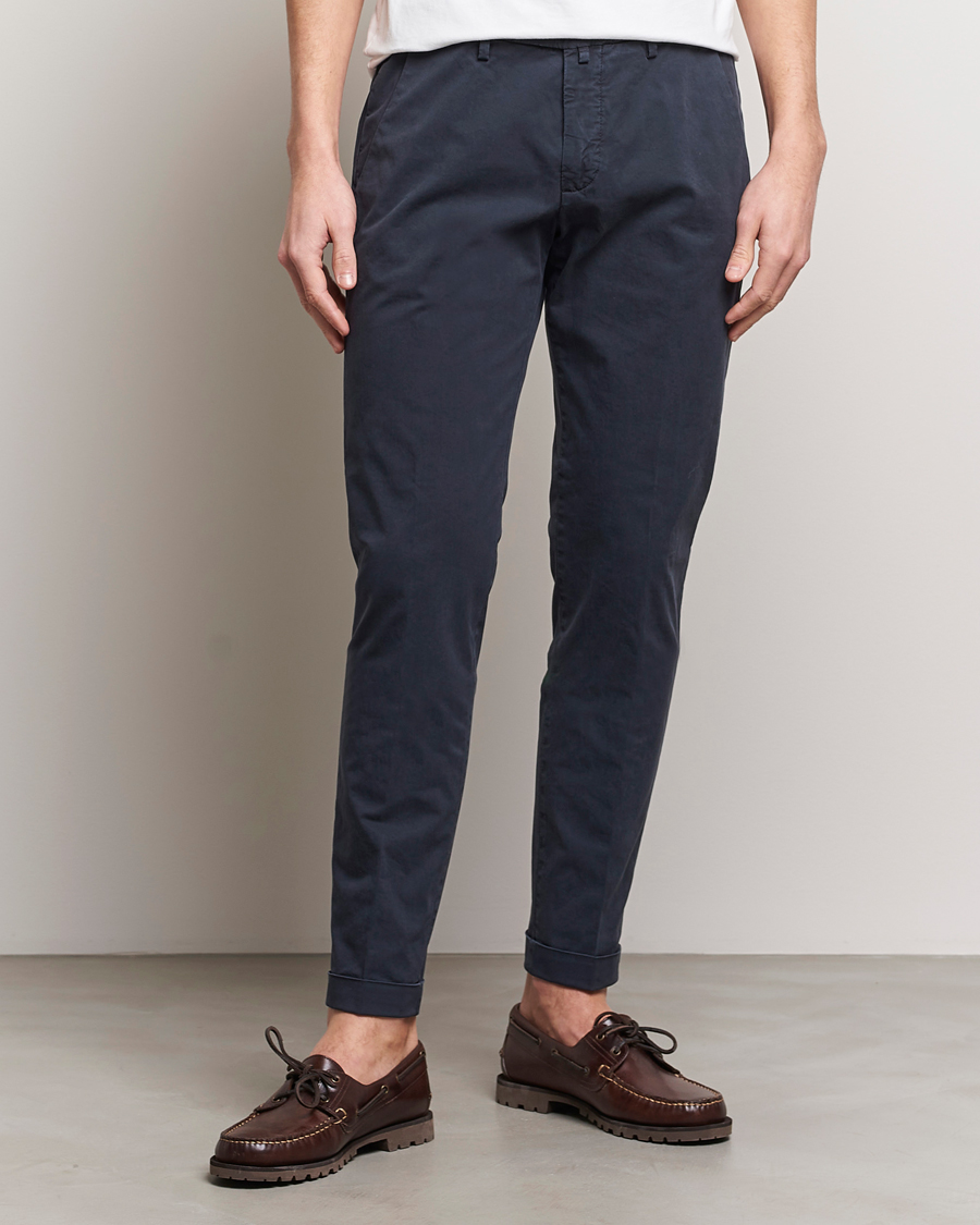 Herren | Chinos | Briglia 1949 | Slim Fit Cotton Stretch Chinos Navy