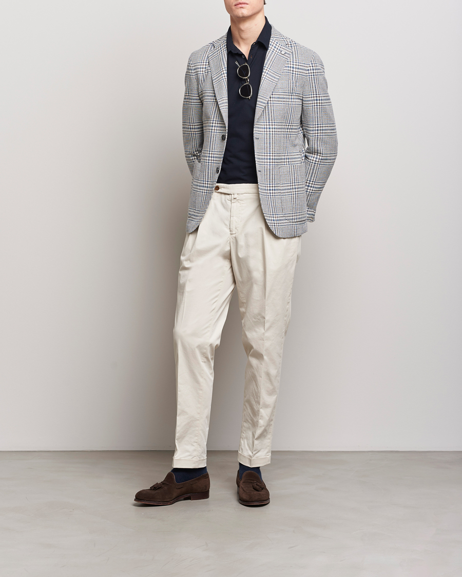 Herren | Hosen | Briglia 1949 | Easy Fit Pleated Cotton Stretch Chino Cream