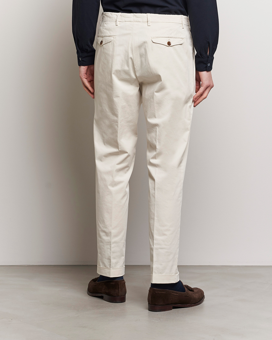 Herren | Hosen | Briglia 1949 | Easy Fit Pleated Cotton Stretch Chino Cream