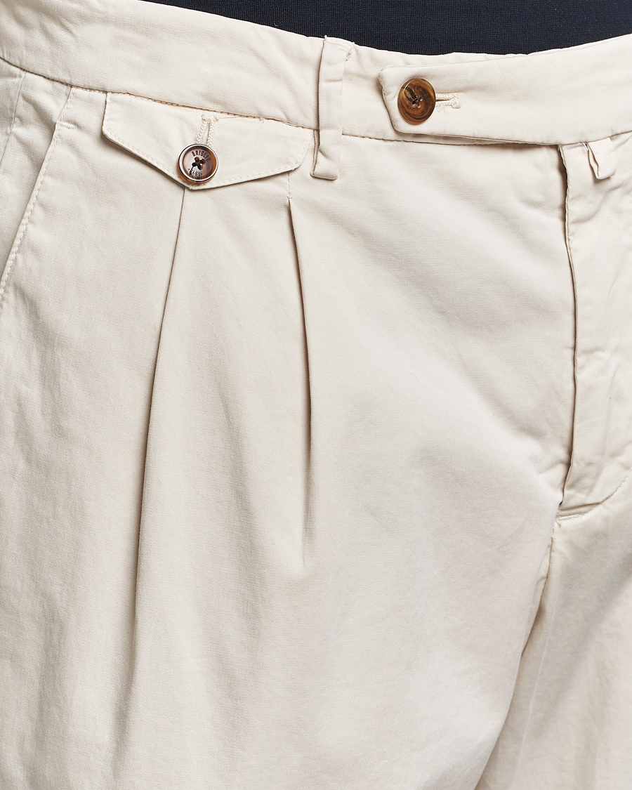 Herren | Hosen | Briglia 1949 | Easy Fit Pleated Cotton Stretch Chino Cream