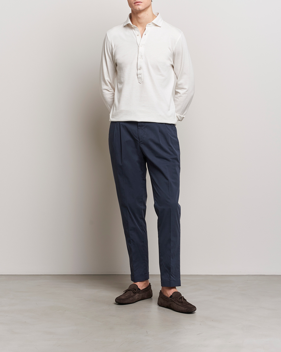 Herren | Hosen | Briglia 1949 | Easy Fit Pleated Cotton Stretch Chino Navy