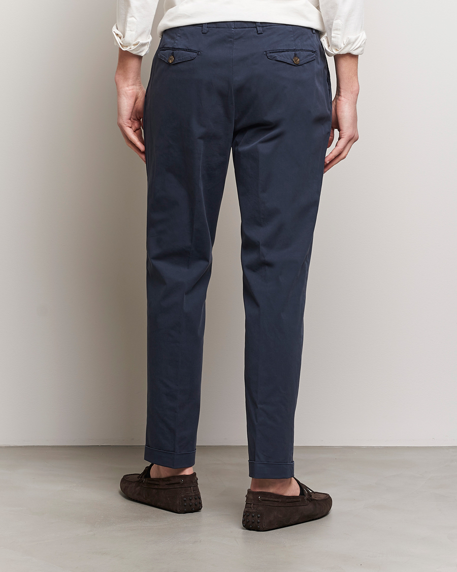 Herren | Hosen | Briglia 1949 | Easy Fit Pleated Cotton Stretch Chino Navy