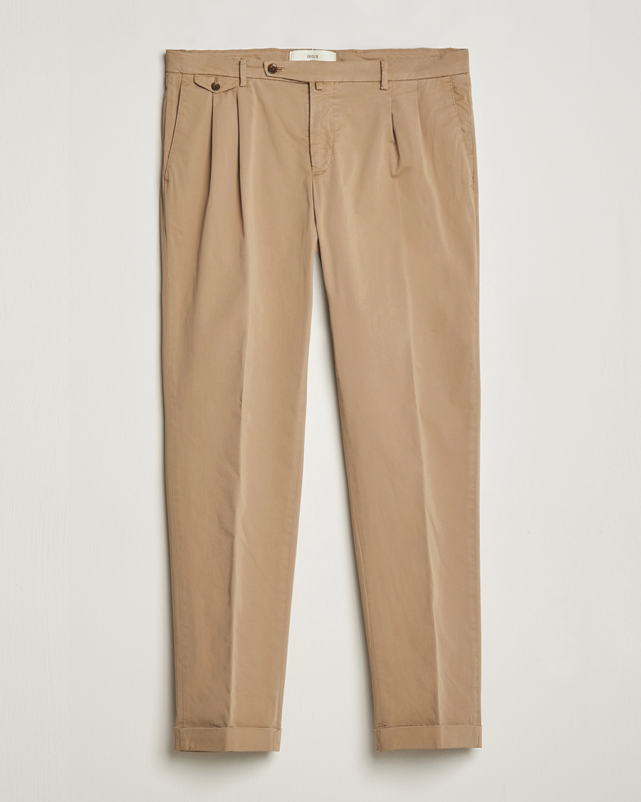 Herren | Hosen | Briglia 1949 | Easy Fit Pleated Cotton Stretch Chino Taupe