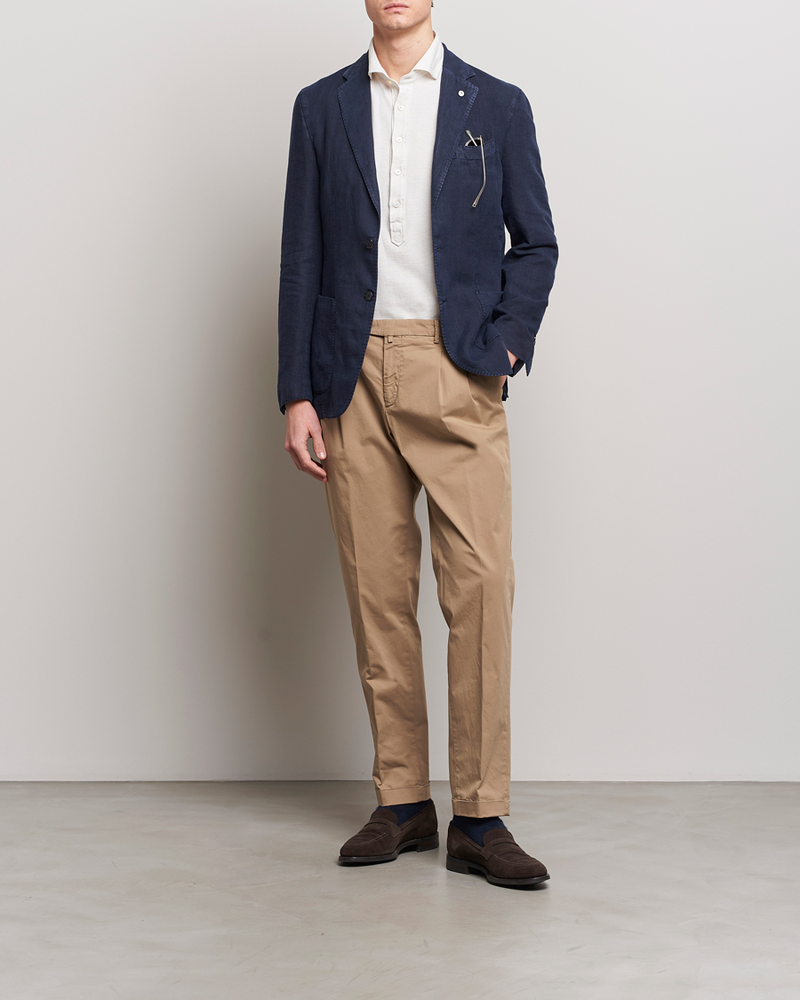 Herren | Hosen | Briglia 1949 | Easy Fit Pleated Cotton Stretch Chino Taupe